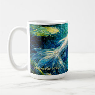 Elegant vit Koi & Näckros Impressionistisk konst Kaffemugg