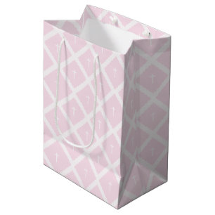 Elegant vit kor vid rosa mönster-baptism