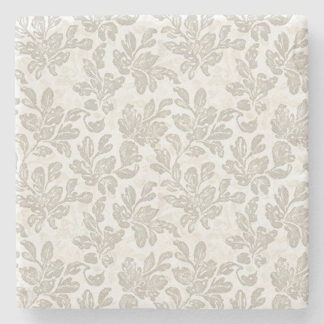 Elegant vit kräm blomklänning för bröllop stenunderlägg (Framsidan)