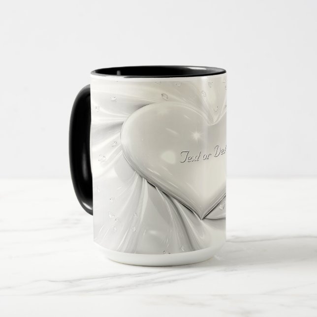 Elegant vit kräm hjärta mugg (Framsida vänster)