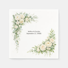 Elegant vit krämfärgade blommor bröllop brudvisnin pappersservett
