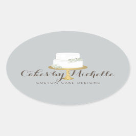 Elegant Vit kummel med Blommigt Kakadekoration Ovalt Klistermärke