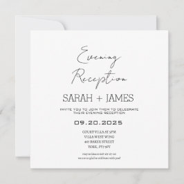 Elegant Vit kvällsmottagning Bröllop-kvadrat Inbjudningar