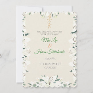 Elegant vit lilja och grönska bröllopsinbjudan inbjudningar