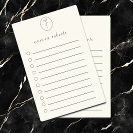 Elegant Vit linne- och blomningsskript Logotyp Nam Post-it Block