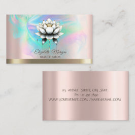 Elegant vit lotus holografisk bläck Rosa Guld Visitkort