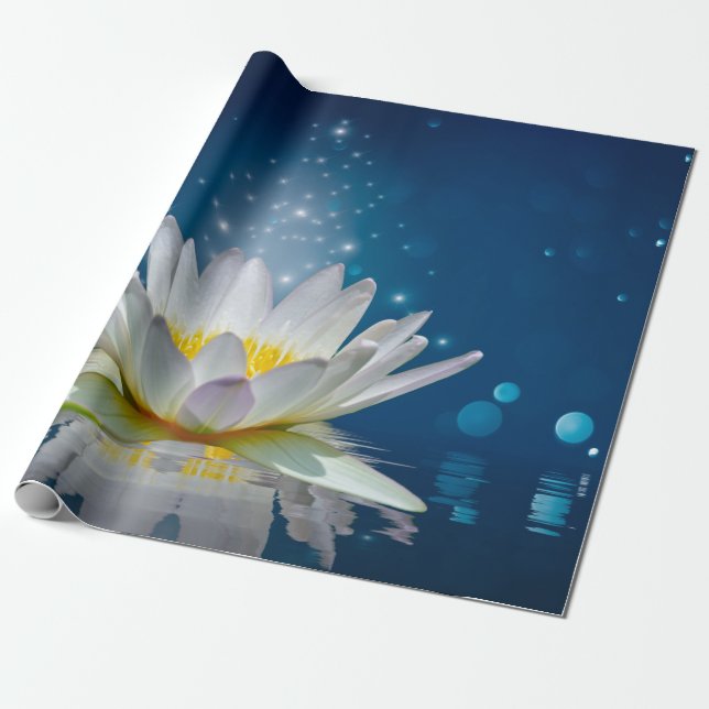 Elegant Vit Lotus Presentpapper (Utrullad)