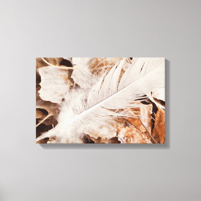 Elegant Vit ludd på Golden Fallen Löv Canvastryck (Framsida)