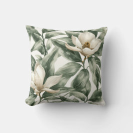 Elegant vit magnolia botanisk dekorativ accent kudde