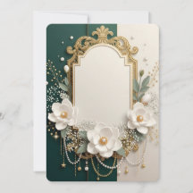 Elegant vit magnolia & förgylld utsirad ram