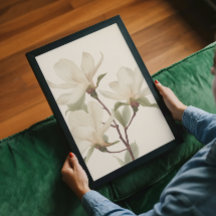 Elegant vit Magnolia Watercolor-gren Väggkonst