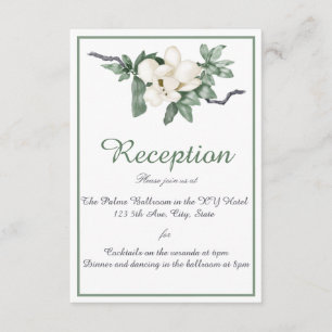 Elegant vit magnoliablom reception tilläggskort