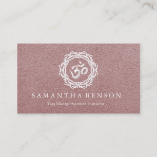 Elegant vit Mandala Art Om Logotyp Yoga Visitkort