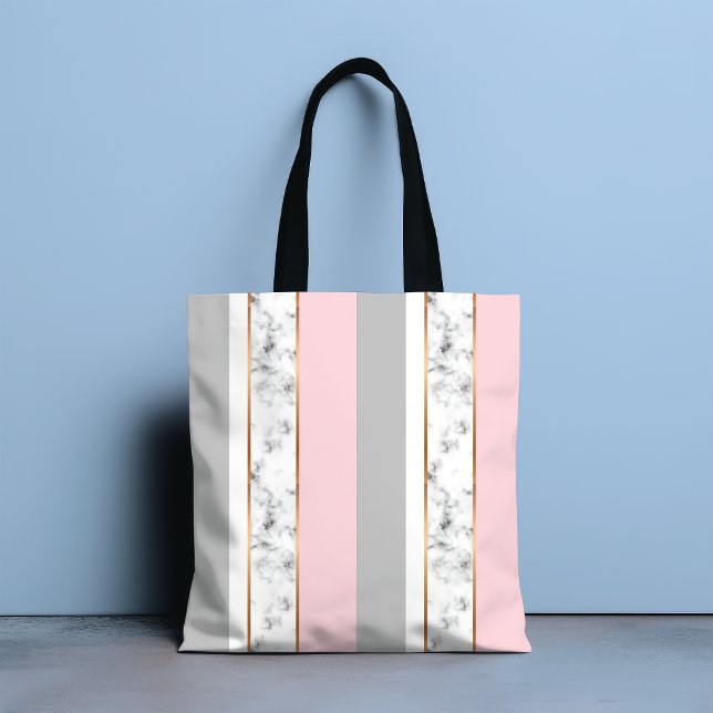 Elegant Vit marble Grått Rosa Tygkasse (Skapare uppladdad)
