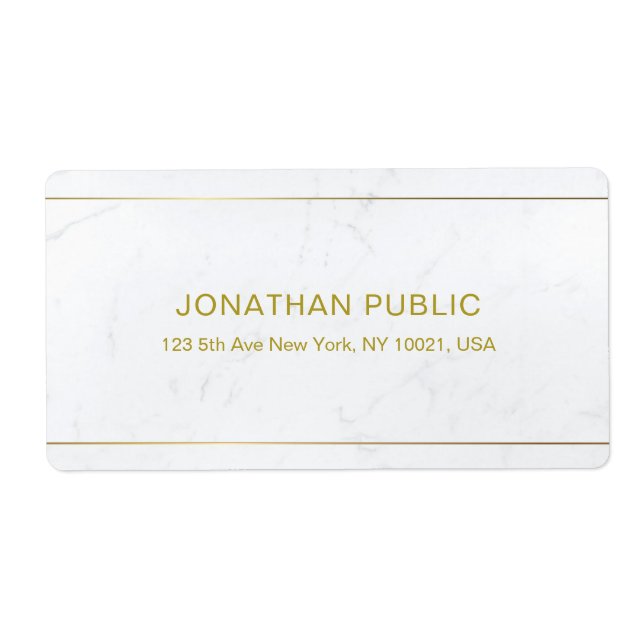 Elegant Vit Marble Guld-text enkel överleverans Fraktsedel (Framsidan)