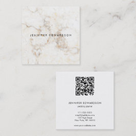 Elegant, vit marble QR-professionell guld Fyrkantigt Visitkort