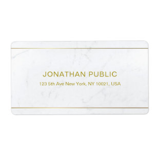 Elegant vit Marble-text Guld Enkel överleverans Fraktsedel