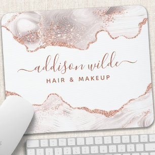 Elegant vit marmor agat rosa guld glitter musmatta