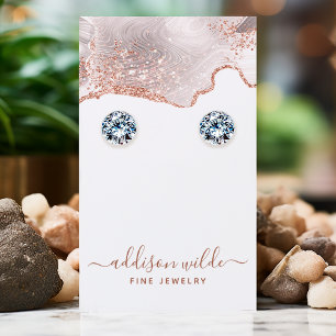 Elegant vit marmor agat rosa guld örhänge display visitkort
