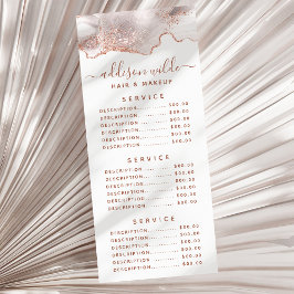 Elegant vit marmor Agate roséguld glitter ställbar Reklamkort