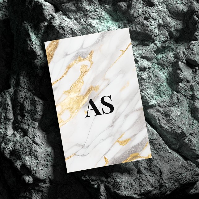 Elegant, vit marmor av guld faux glitter magnetiska visitkort (Skapare uppladdad)