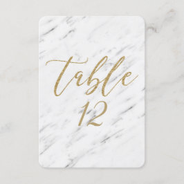 Elegant vit marmor & guld bröllopsbord nummer inbjudningar