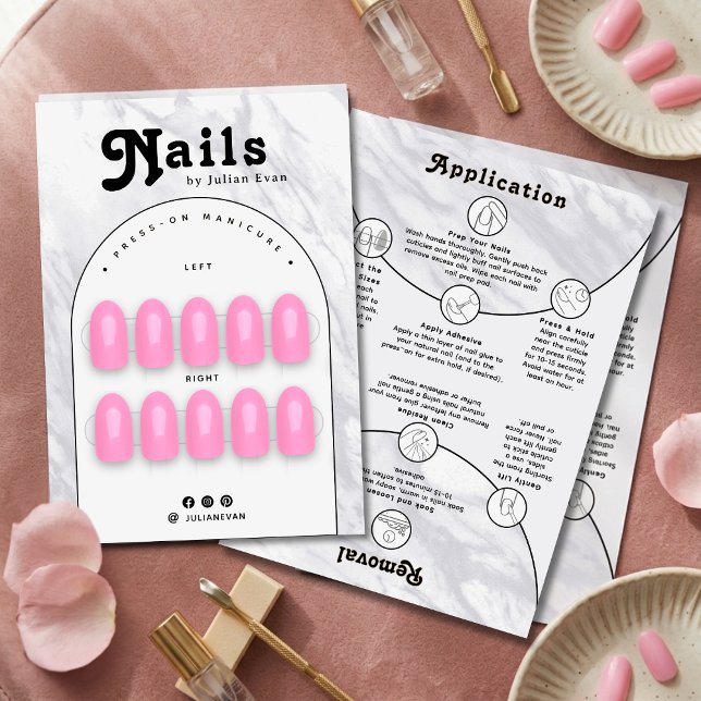 Elegant vit marmor nagelförpackningsdisplaykort tack kort (Elegant White Marble Nail Packaging Display Card)