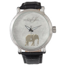 Elegant vit marmor och guldfiligran Elefant Monogr