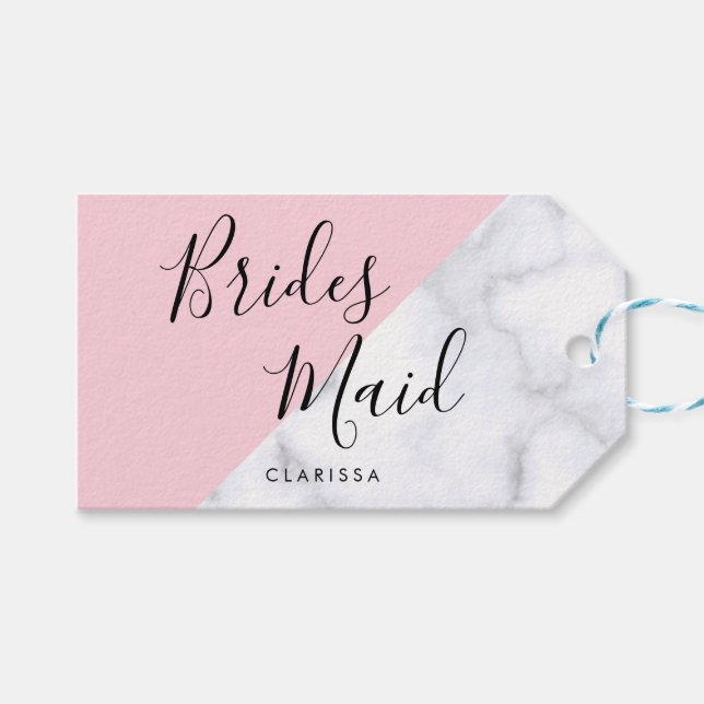 Elegant, vit marmor och rosa av pastel presentetikett (Framsidan (Horisontell))