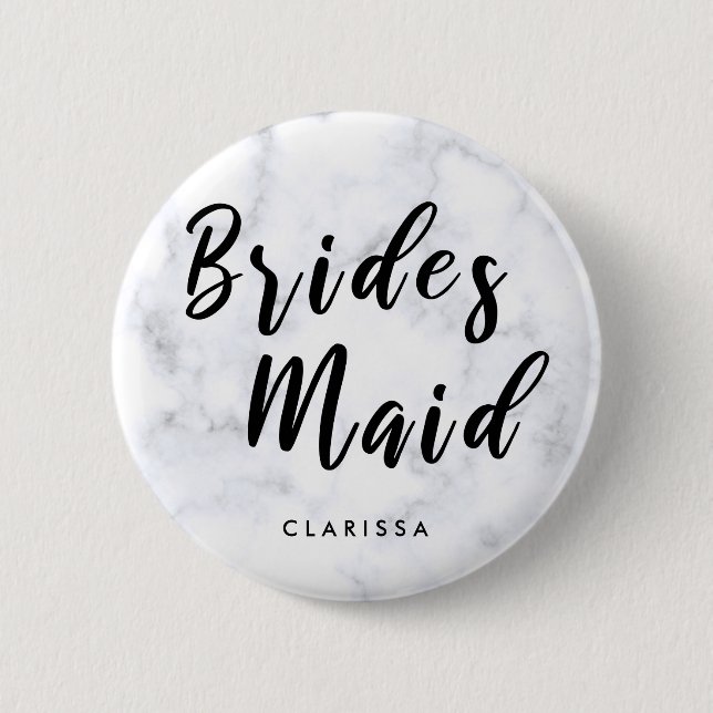 Elegant, vit marmor och svart tegelsten knapp (Framsida)