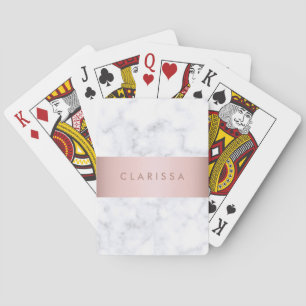 elegant Vit marmor ro guld faux remsa Casinokort