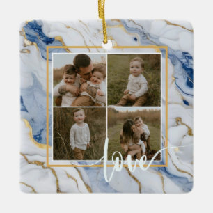 Elegant, vit marmorgranit från guld mönster julgransprydnad keramik