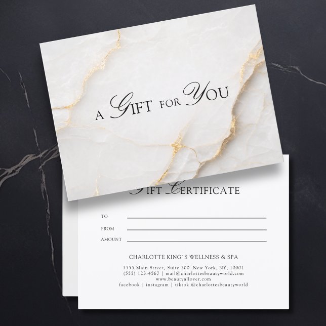 Elegant vit marmorpresentkort (A Gift for You! White Gold Marble Gift Certificate)