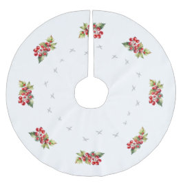 Elegant vit med röda bär och stjärnor jul julgransmatta borstad polyester