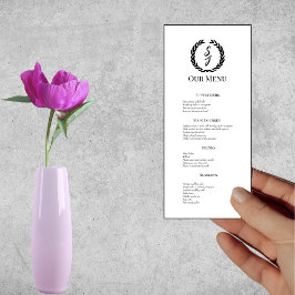 Elegant Vit med svart Monogram andedräkt Bröllop Meny
