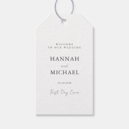 Elegant, vit, minimal Bröllop Presentetikett