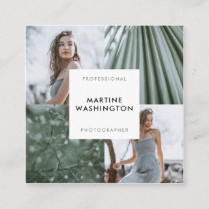 Elegant, vit minimal fotomodern fotograf fyrkantigt visitkort