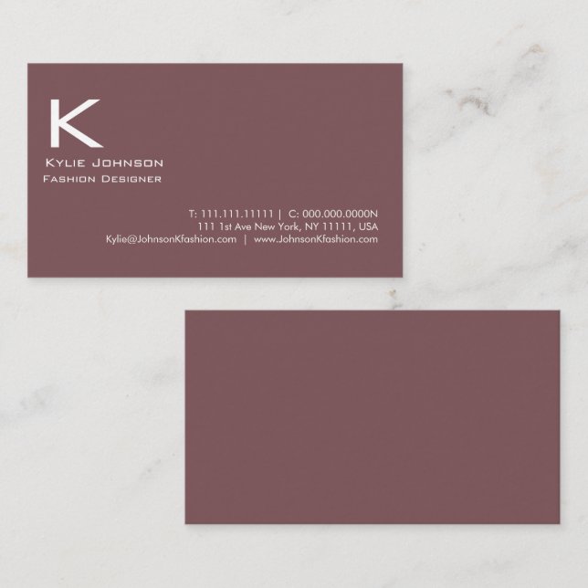Elegant Vit minimal monogramPersonlig Visitkort (Fram/baksida)