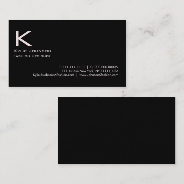 Elegant Vit minimal monogramPersonlig Visitkort (Fram/baksida)