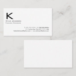 Elegant Vit minimal monogramPersonlig Visitkort