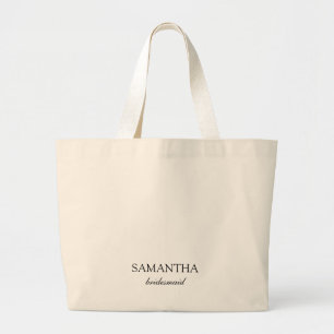Elegant vit minimalist bröllop brudtärna manus jumbo tygkasse