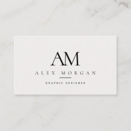 Elegant Vit Monogram Minimalistisk Professionell F Visitkort
