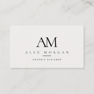 Elegant Vit Monogram Minimalistisk Professionell F Visitkort