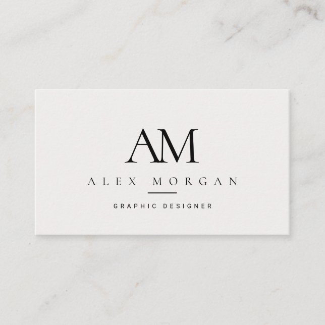 Elegant Vit Monogram Minimalistisk Professionell F Visitkort (Framsida)