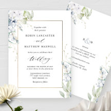 Elegant vit och blå blommig All in One Bröllop