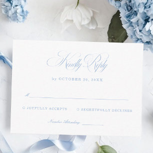 Elegant vit och blå bröllops-RSVP  Tilläggskort