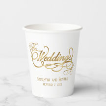 Elegant vit och falsk guld kalligrafi bröllop