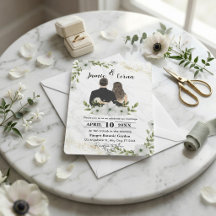 Elegant vit och grön blomster vattenfärg bröllop