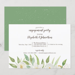 Elegant Vit och Grönt Blommigt för vattenfärg Inbjudningar