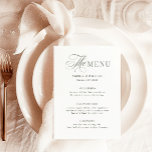 Elegant Vit och Grönt | Classic Luxe Meny<br><div class="desc">Dessa enkla menyer och elegant bröllop innehåller en blandning av klassisk grönt och klassisk,  luxisk kalligrafi på vit bakgrund.</div>